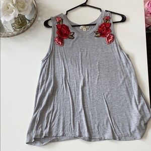 Grey top with roses